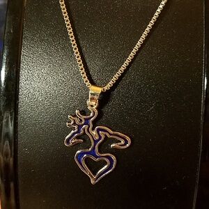 Browning Logo Silver & Blue 18" Chain